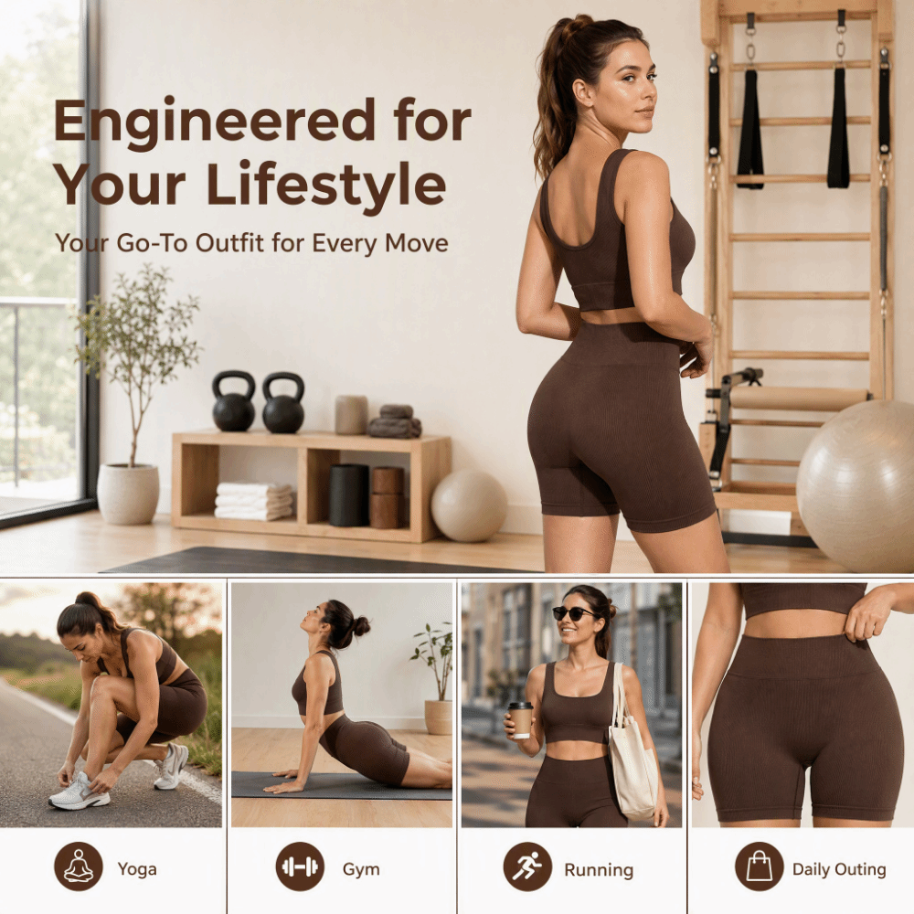 2pcs High Waist Design Ribbed  - огляд і ціна Yoga Fitness Class